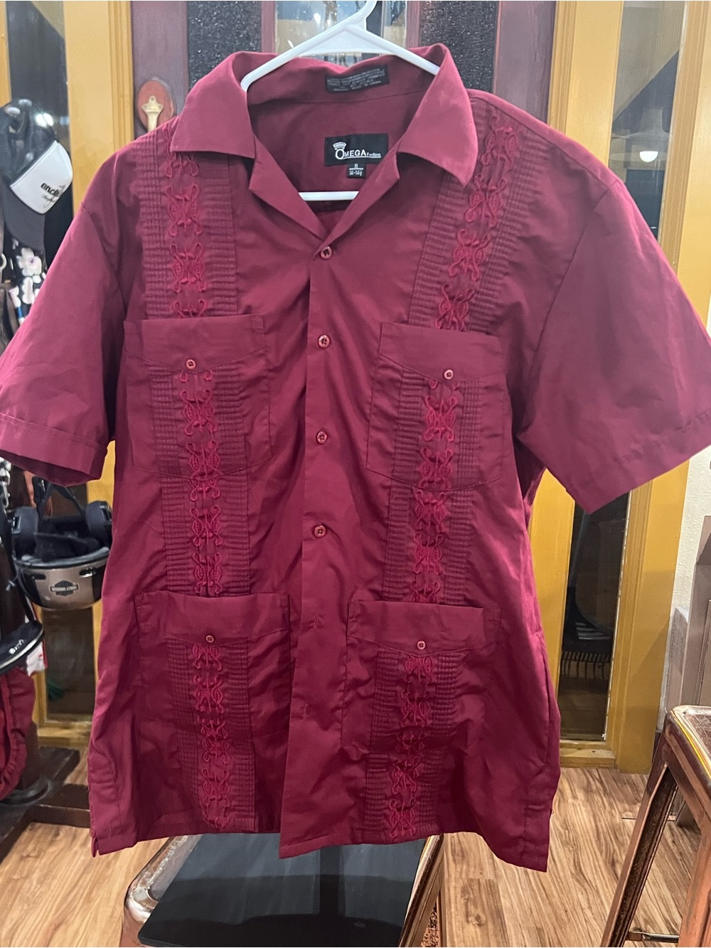 Oleg Cassini Burgundy Shirt with Omega Fashion Label